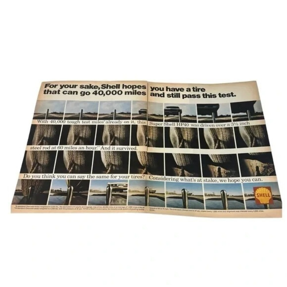 1970 Shell For Your Sake Double Page Original Vintage Print Ad